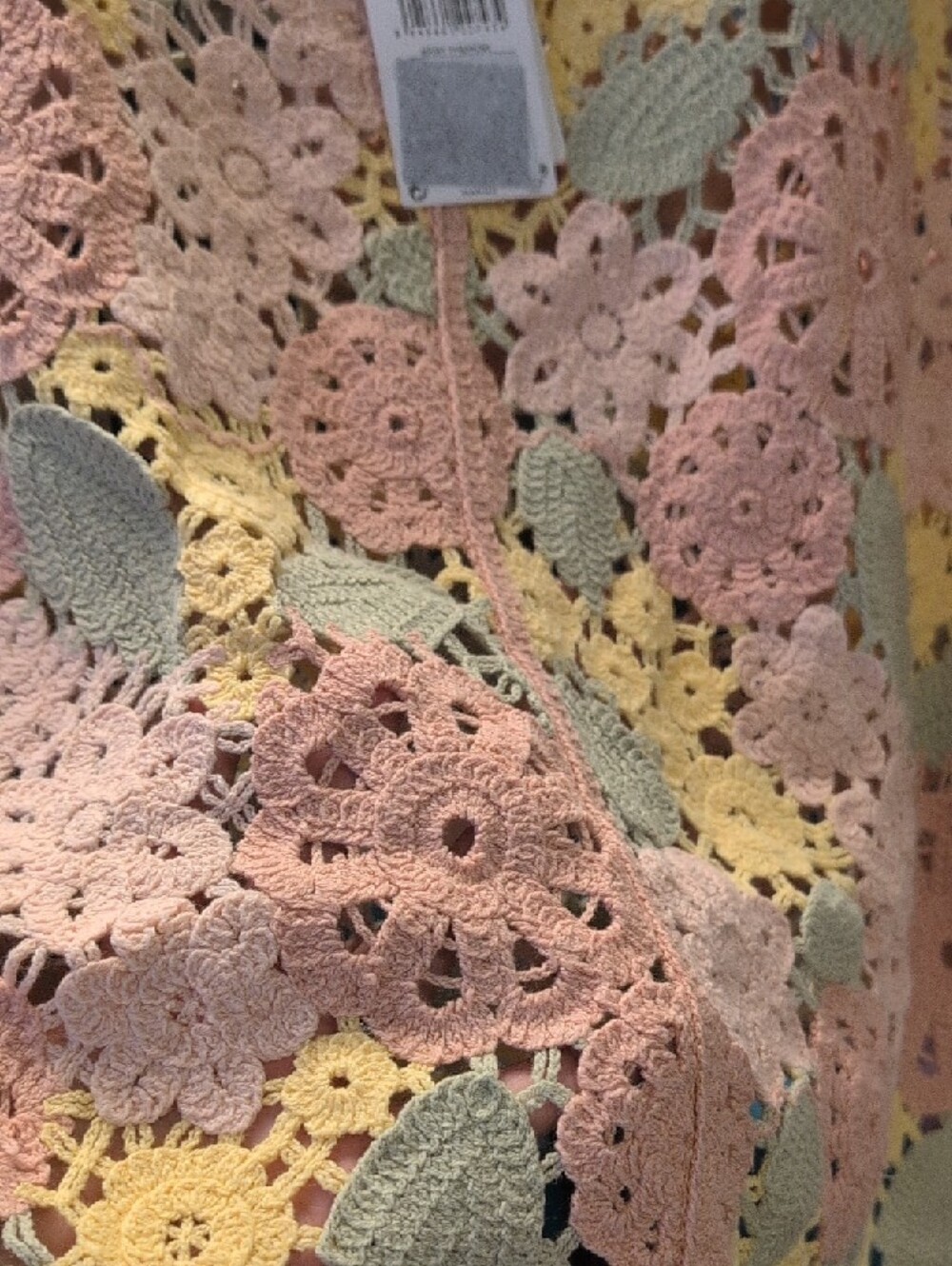Mango Crochet Floral Knit Top in Peach and Yellow - Picture 6 of 12